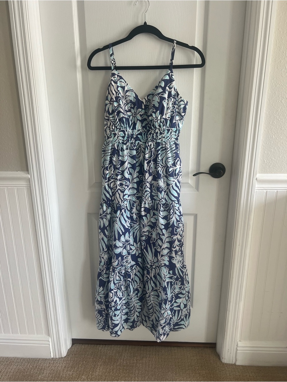 Lilly Pulitzer Navy and White Floral Midi Sundress